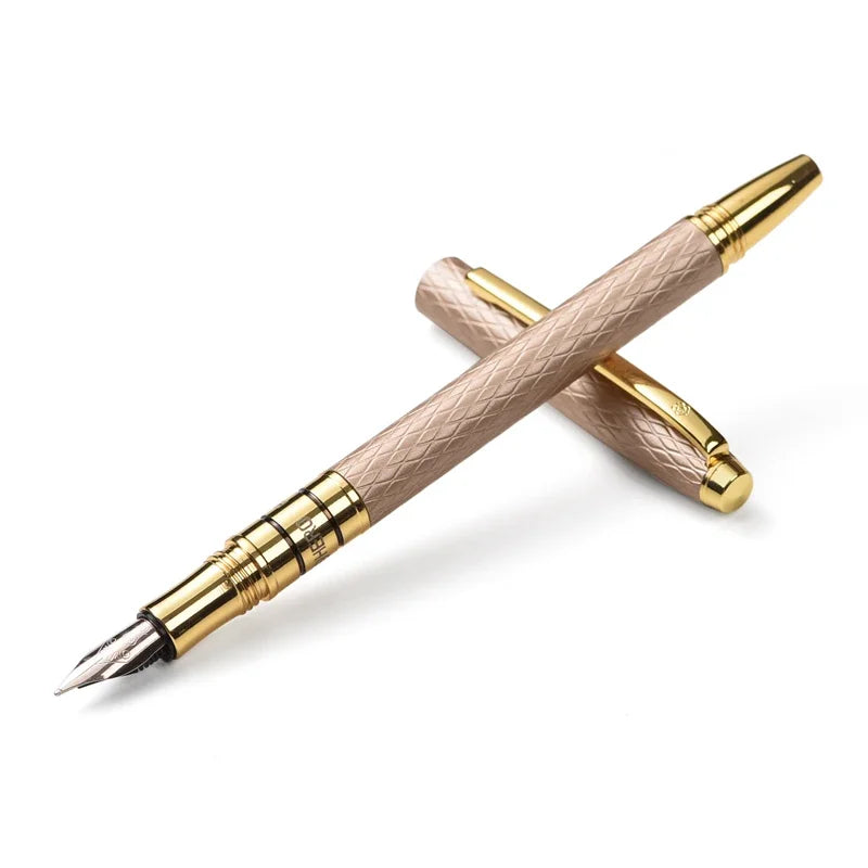 Original Hero 703 High Quality Luxury 10K Gold Fountain Pen Ink Pen 0.5mm Full Metal