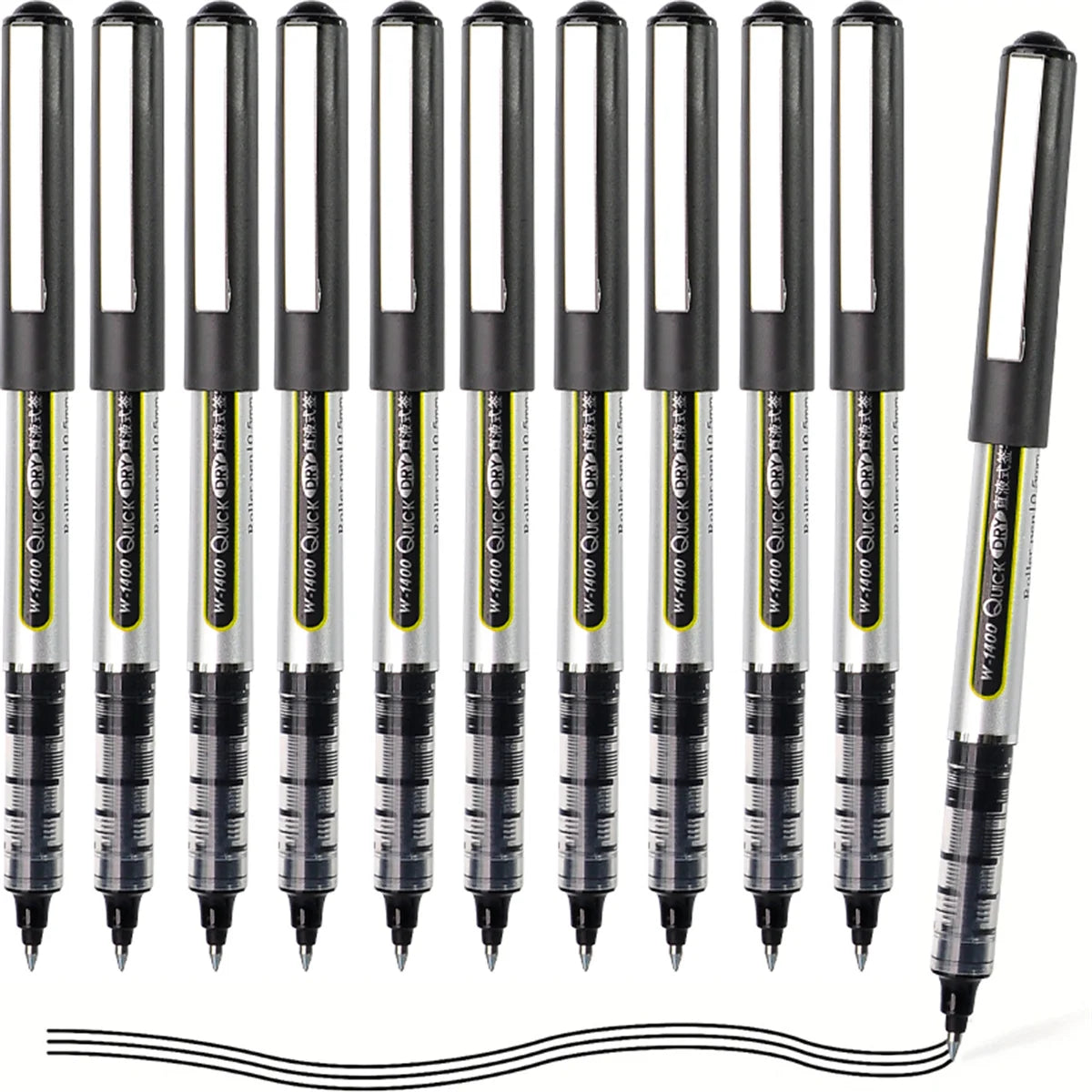 WQN-3/6/12  Roller Ink Pen 0.5mm Quick-Drying Liquid Ink Stick With a Round Blue-Red Black Gel Pen For Writing Notes For Adults